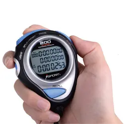 Спортивные ручной секундомер ЖК-дисплей L Цифровой 200 Lap памяти три строки секунд хронограф Счетчик Таймер с ремешком