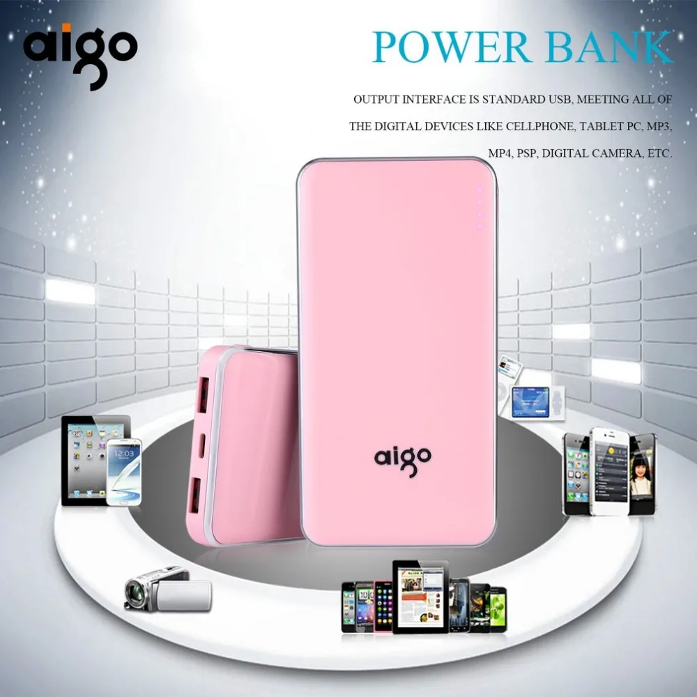 

Aigo Power bank 10000mah mobile phone powerbank external batteries pack phone battery backup portable power bank dual usb charge