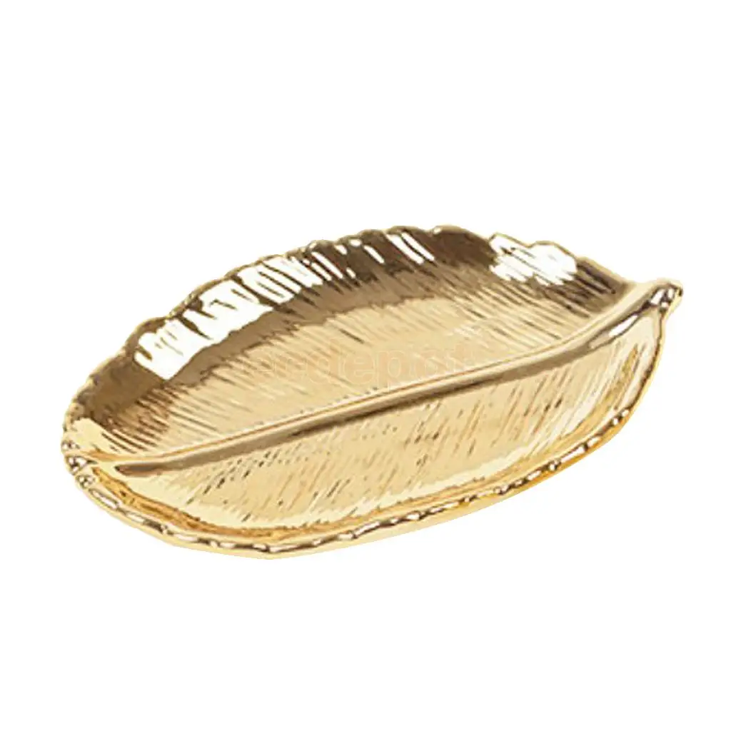 Ceramics Gold Plated Fruit Bowl Dish Food Serving Tray Bowl Jewelry Case 3kg