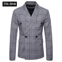 ZIOLOMA мужской пиджак, приталенная деловая куртка с двумя пуговицами, повседневная куртка