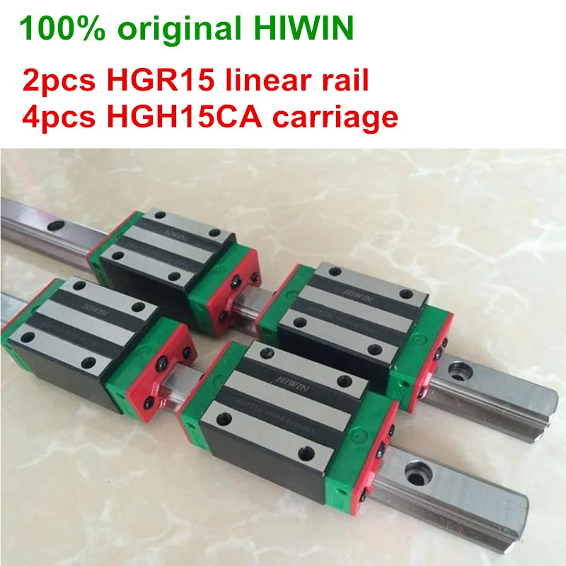 

100% original HIWIN 2pcs HGR15 200mm 300mm 400mm 500mm 600mm 700mm 800mm 1000mm Linear Guide rail + 4pcs HGH15CA HIWIN Carriage