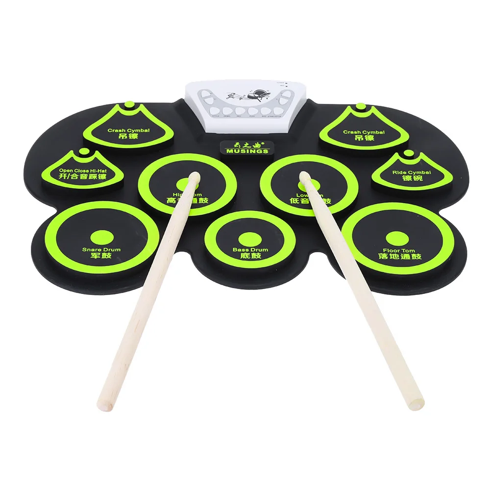 Portable Electronic Drum Silicone Roll Up Drum Pad Kit Digital USB Midi