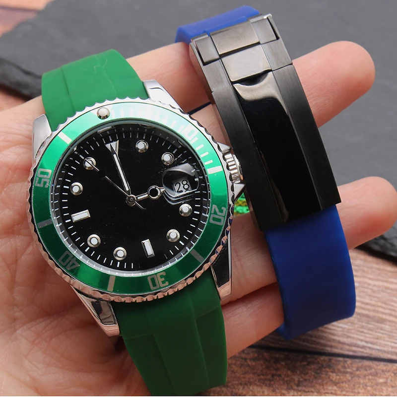 

BRETA 20mm Rubber Silicone Watch Strap Combination Buckle Watchband for Rox Daytona Submariner DEEPSEA GMT SEAMARSTER 8900 Watch