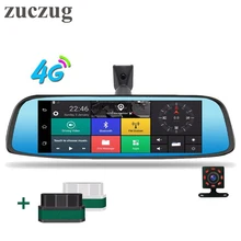 ZUCZUG 8” 4G Touch IPS Car Mirror DVR Camera GPS Bluetooth WIFI Android mirror Dual Lens Video Recorder Dash Cam ELM327