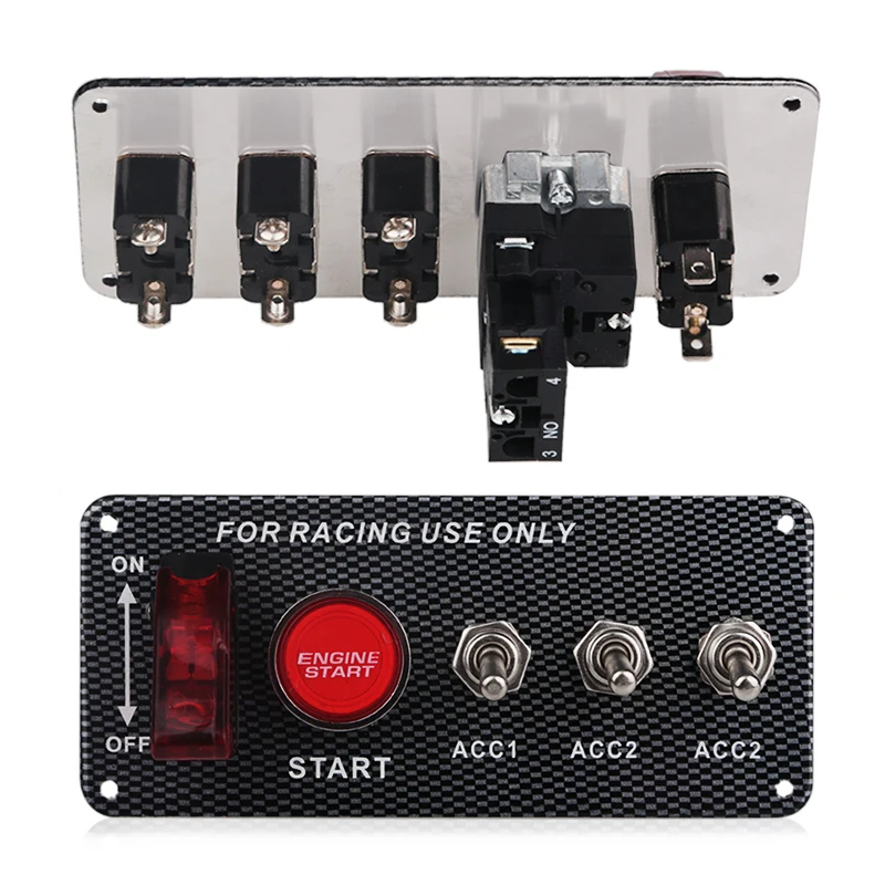 Caravans 12V/40A 6 Group Toggle Ignition Switch Panel Engine Start Push Button Panel for Vehicles Qiilu Ignition Switch Panel Carbon Fiber Boats Caravans 12V/40A 6 Group Toggle Ignition Switch Panel Engine Start Push Button Panel for Vehicles Qiilu Ignition Switch Panel Carbon Fiber Boats