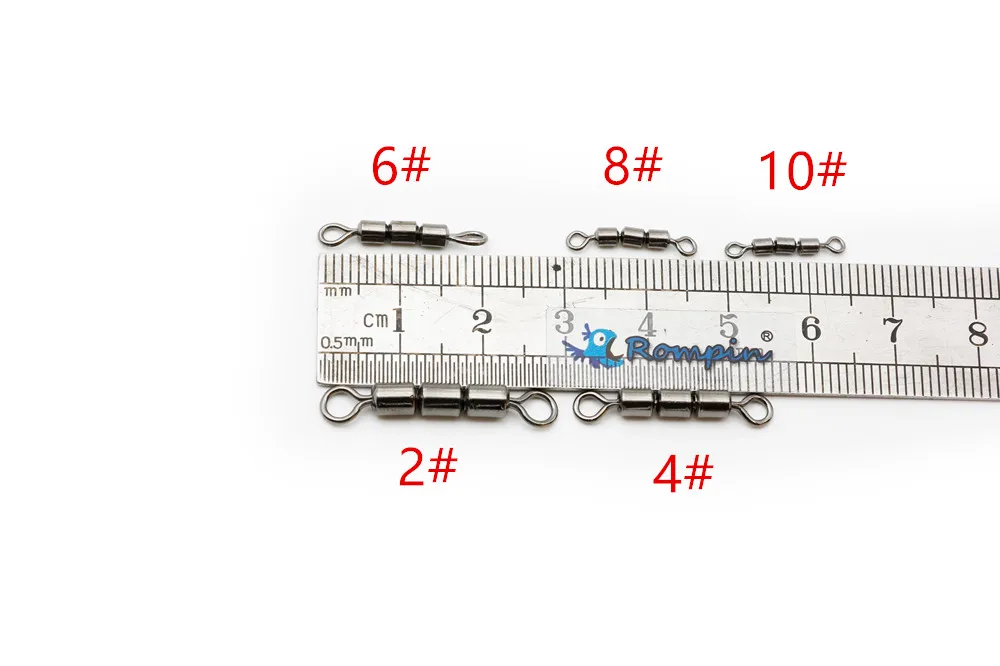 Rompin 10 шт./лот, высокая скорость, прочная рыболовная Тройная роликовая вертлюга, разъем Size2, 4, 6, 8, 10, рыболовные снасти, аксессуары
