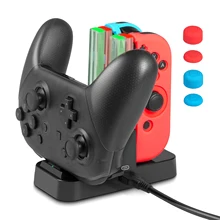 Charging Dock 4 in1 Charger Stand for Nintend Switch Joy-Con/Pro Controller +Additional 6 in 1 Silicone Case&1 USB Type-C Cable