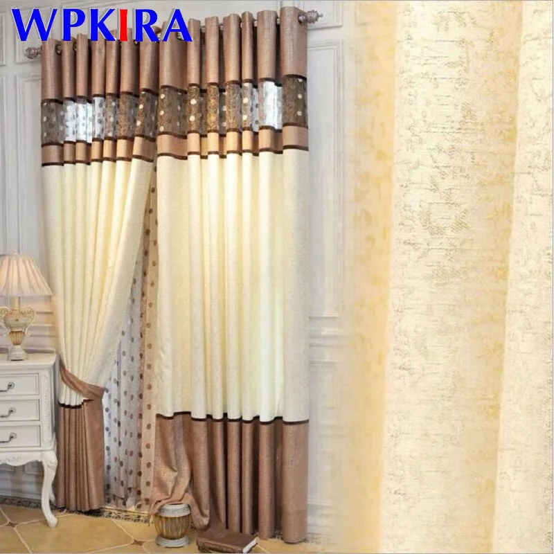 

Chenille Embroidered Luxury Nest Curtains FabricBrown and Grey Curtain For Bedroom Living Room Curtains Panel Finished WP221-30