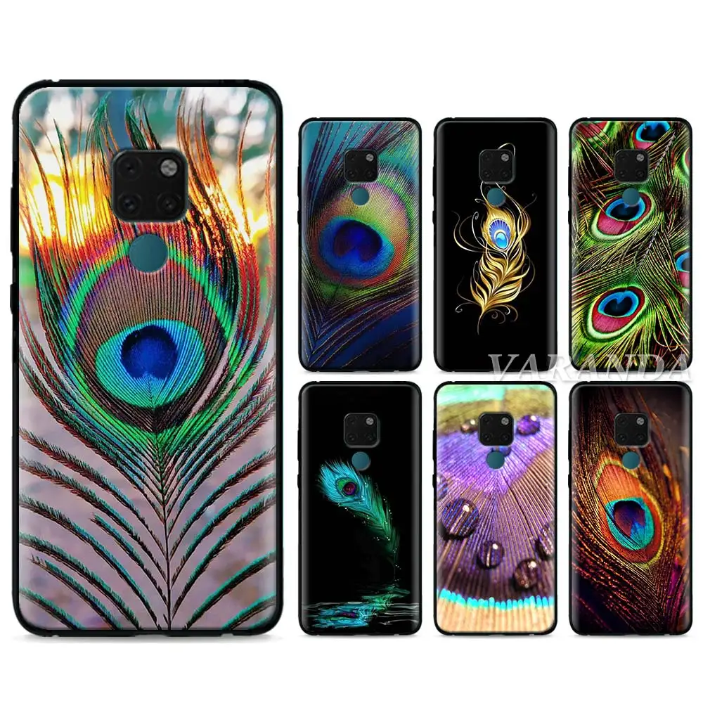 

Silicone Case for Huawei Mate 20 Pro 10 20 Lite P Smart Y9 2019 P20 Lite P30 Pro Cover Bird Peacock feather TPU Cases