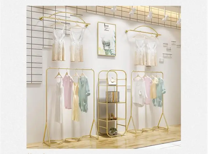 Магазин одежды напольное покрытие витрины-стоящая Комбинация женская одежда магазин золотой свет роскошный дисплей полка подвесная одежда