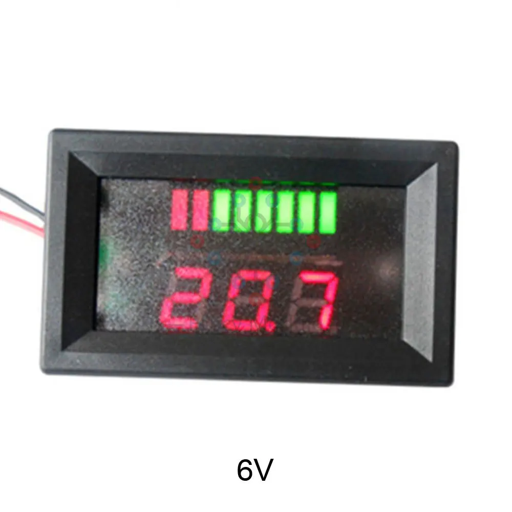 6V/12V/36V/48V Red LED Lead-Acid Battery Indicator Battery Capacity Acid Tester Voltmeter Charge Level Indicator For Arduino - Цвет: 6V