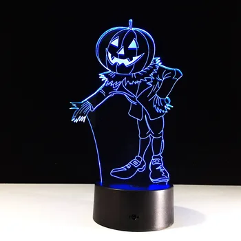 

3D Effect Pumpkin Man Hologram 7 Colors Changing LED Night Light 3D LED Night Light LED Table Halloween Christmas New Year Lamp