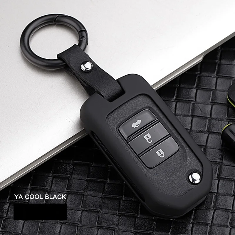 Углеродное волокно, брелок для автомобильных ключей, кармашек для часов чехол для Honda Civic CR-V HR-V Accord jade Crider Odyssey-18 дистанционная защита - Название цвета: Black