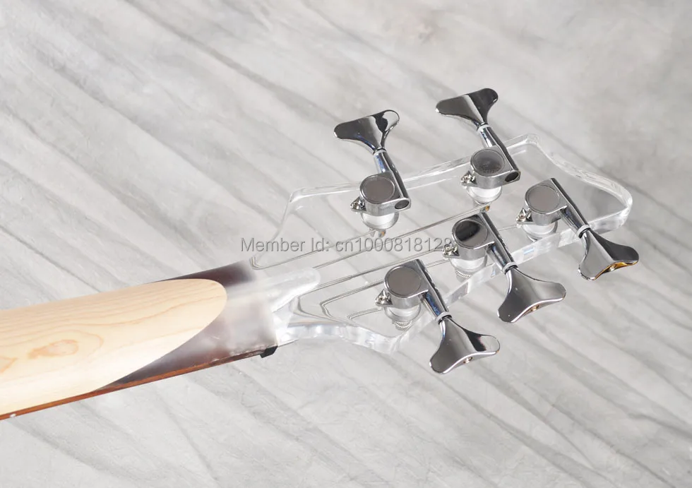 Новое поступление через 5 струн акриловый корпус бас гитара палисандр гриф с светодиодный светильник высокое качество настоящая фотография