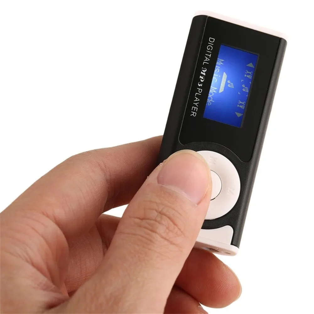 Портативный MP3-плеер с ЖК-экраном, USB мини MP3-плеер с зажимом, светодиодный светильник, стерео музыкальный плеер с супер басами для Micro SD TF карты+ наушники