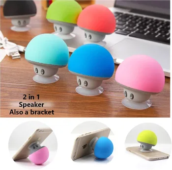 

2 in1 Mini Cartoon Mushroom Bluetooth Wireless Speaker Phone Holder Bracket Stand Cute Portable Subwoofer Shower Ball Soundbar