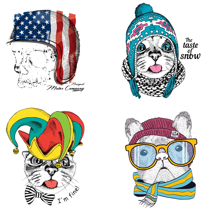 

Cute Small Dog Cat Animals Iron on Patches Thermo Transfer for Clothes Decor Tops Badges Heat Transfer Stickers DIY T-shirt E
