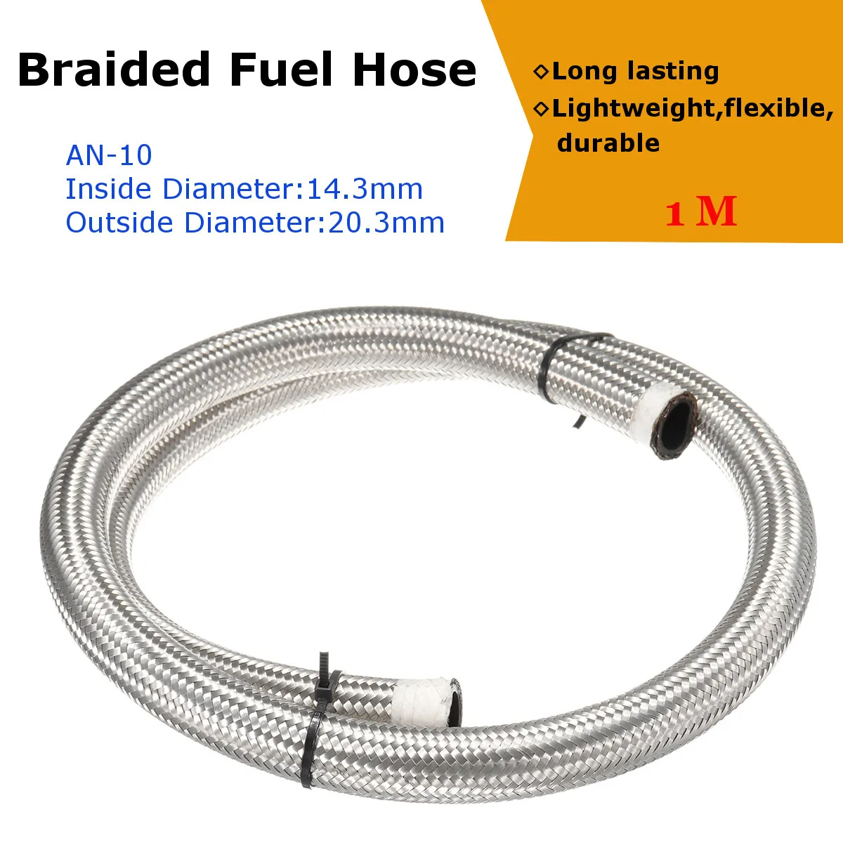 Silver Stainless Steel Braided Pipe Oil/Fuel Coolant Hose Fuel Hose AN
