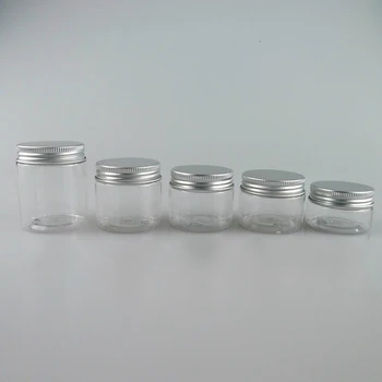 

100Pcs 30g 1oz 50ml Empty PET Food Grade Clear Cylinder Plastic Candy Jar with Aluminium screw Lid