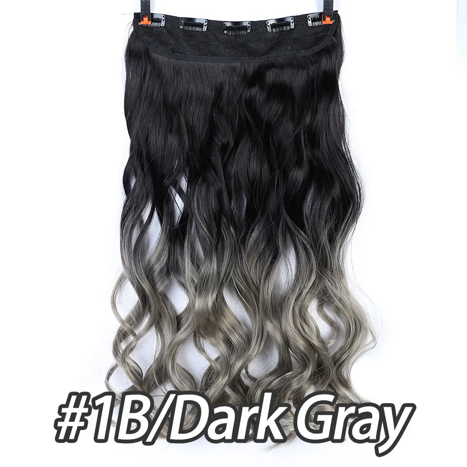 24 дюйма длинные вьющиеся черные и серые женские волосы высокотемпературный синтетический Омбре волосы кусок клип в наращивание волос DIFEI - Цвет: 1B-DARK GRAY