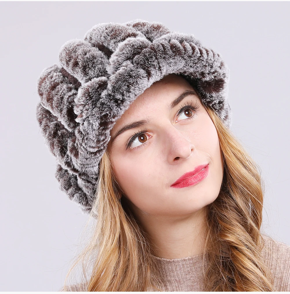 Хит, Новая зимняя женская шапка из натурального меха, женская теплая вязаная шапка из меха кролика Рекс, русские уличные шапки из натурального меха