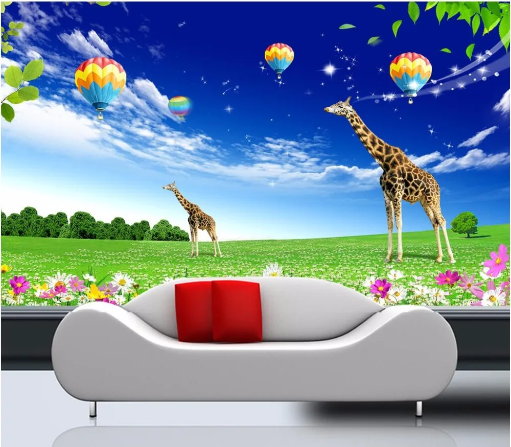 

Custom mural 3d photo wallpaper beautiful scenery of the prairie giraffe decor painting 3d wall murals wallpaper for walls 3 d