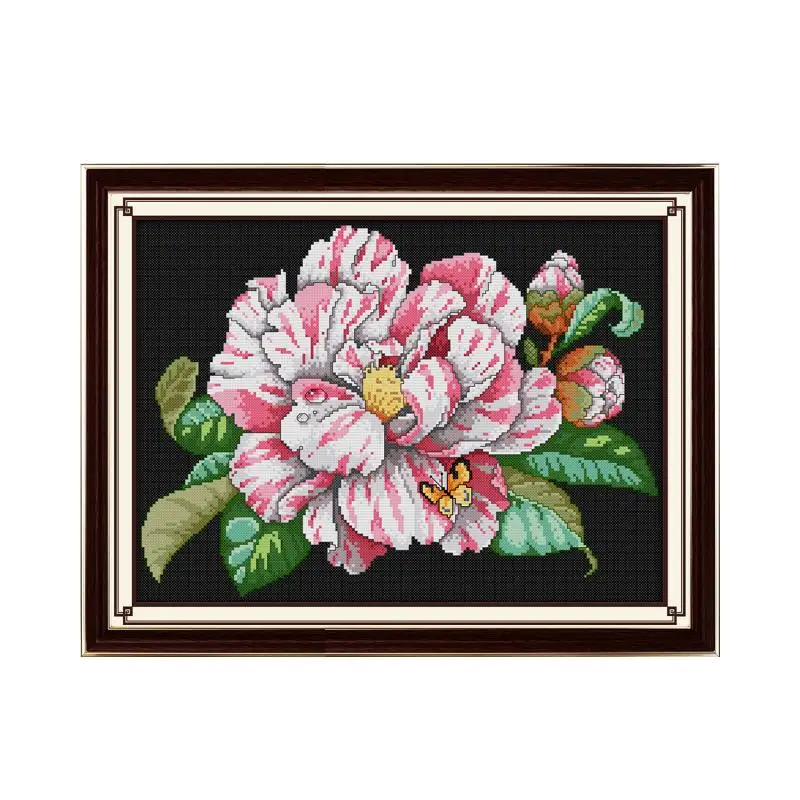 

Beatiful Flower with Butterfly Counted Cross Stitch 11 14CT Cross Stitch Flowers Needlework Embroidery Kit DMC Cross-stitch Sets