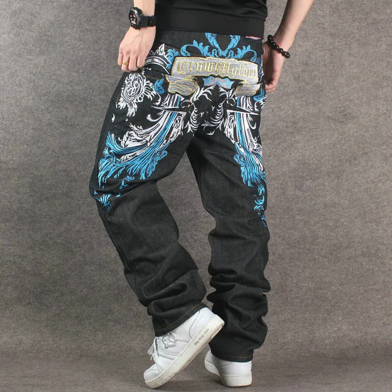 2017 Nuovo Progettista Hip Hop Baggy Jeans Uomo Denim Nero Pantaloni con  Ricamo Loose Fit Streetwear Famosa Marca Plus Size 40 42 44|black denim  pants|mens black denim pantssize 40 - AliExpress