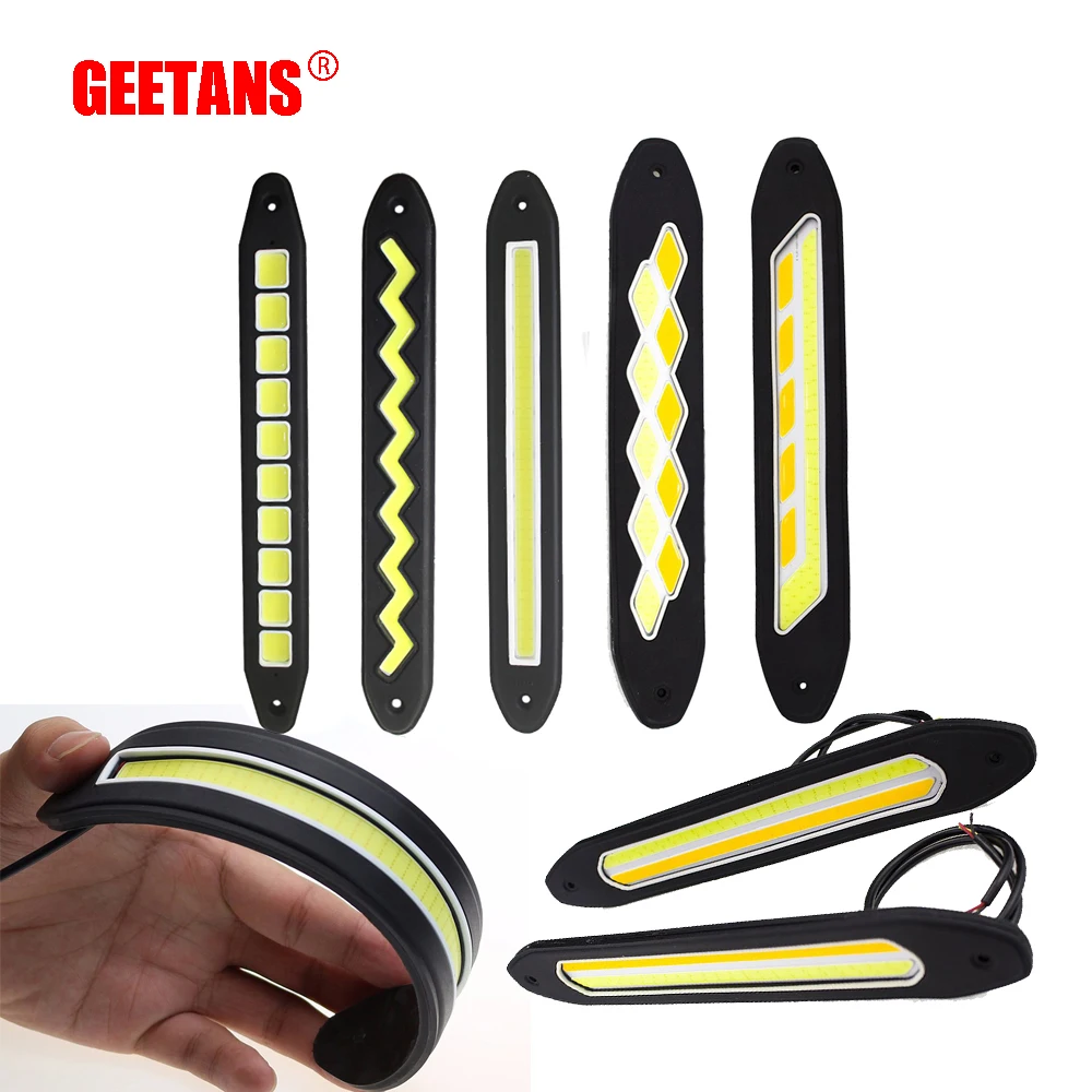 

GEETANS 2pcs Car Styling car driving Day Running Light Waterproof 12V COB Day Time Working Lights Flexible LED DRL Lamp H