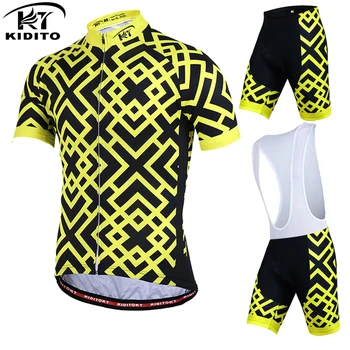 

KIDITOKT 100% Polyester Cycling Jersey Set Summer Racing Bicycle Cycling Clothing Quick-Dry Mountain Bike Wears Suit For Men