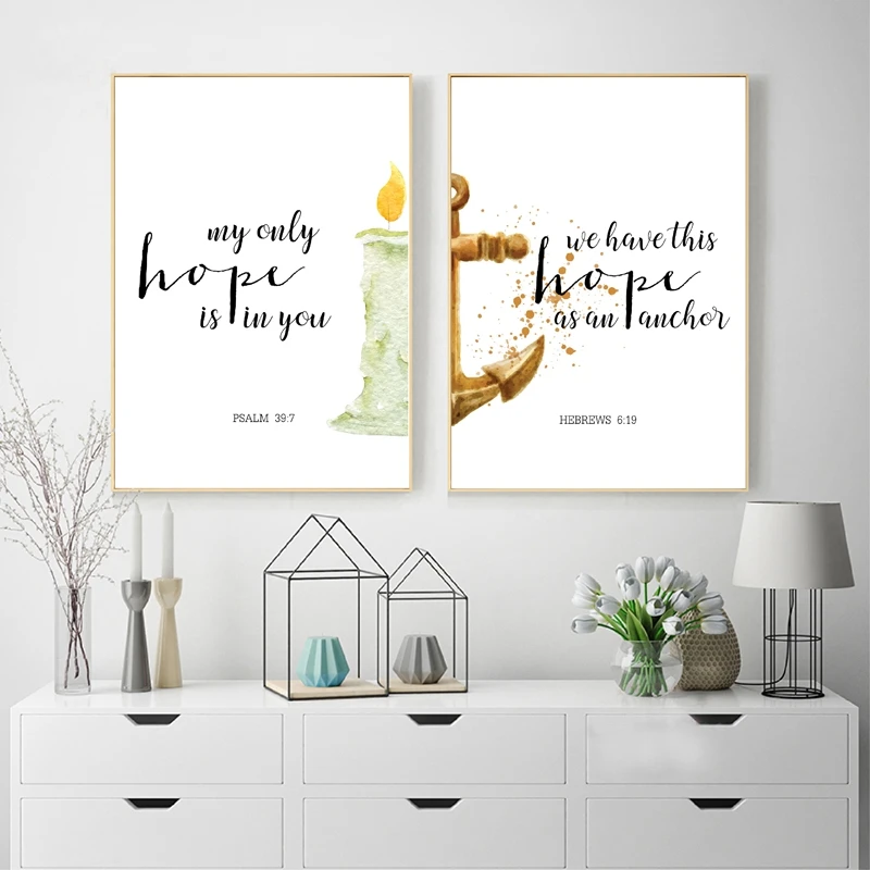 Библейские стихи Hope Quotes холст плакаты печать Писание христианская настенная