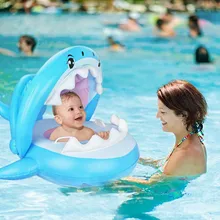 Милый мультфильм Акула Стиль надувной плавать ming надувной круг сиденье со съемным Dun тени для маленьких детей