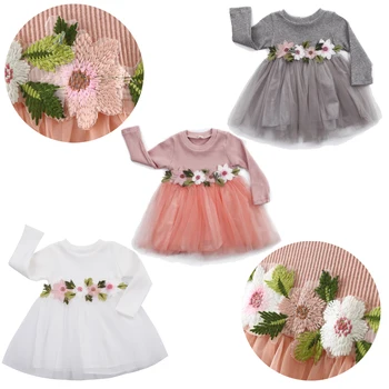 

Princess Baby Girls Kids Toddler Mini Long Sleeve Floral Tutu Dress Party Wedding Birthday Pageant Prom Dresses Sundress 0-3Y