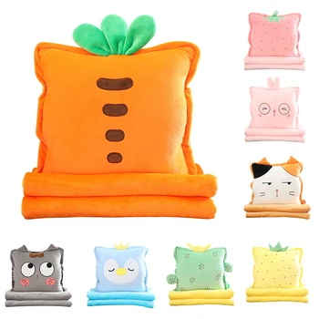 

Candice guo! cute plush toy carrot strawberry pineapple cat dog pig rabbit penguin soft cushion blanket birthday Christmas gift
