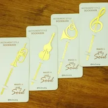 4 шт. милые золотые Музыкальные инструменты металлическая закладка для книжная бумага зажимы офисные школьные принадлежности Канцтовары Случайная