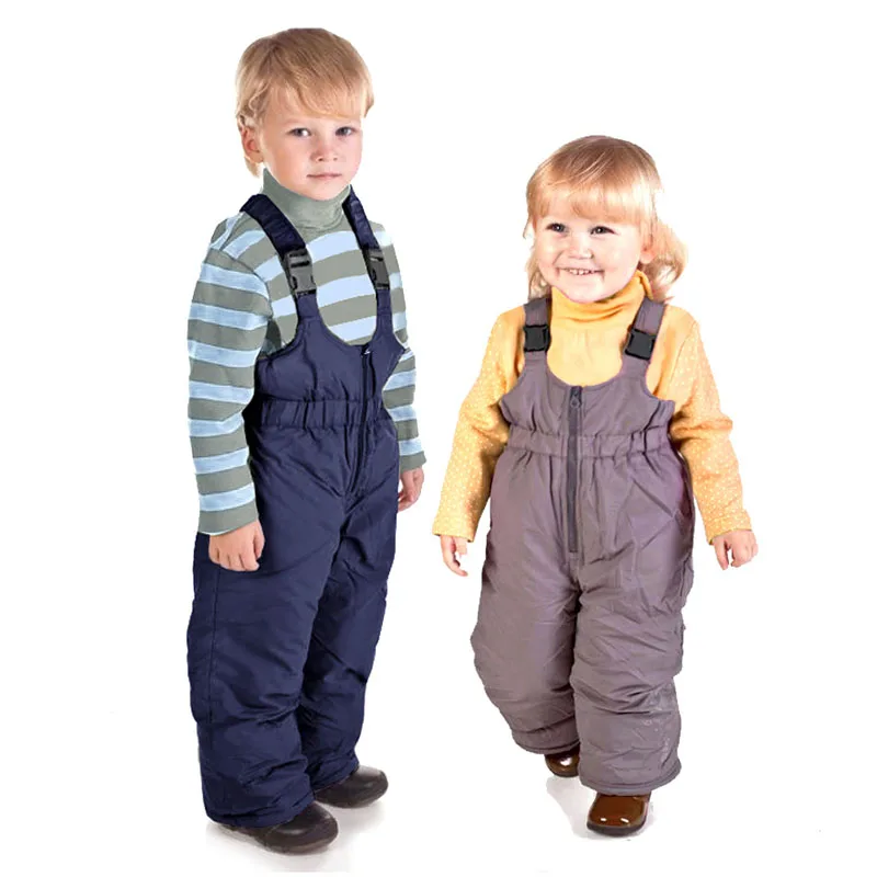 

Boys Girls Winter Autumn Russia Trousers Girls Warm Bib Pants Kids Sport Pants Outdoor Boys Bib Overalls Fleece Lining 1507