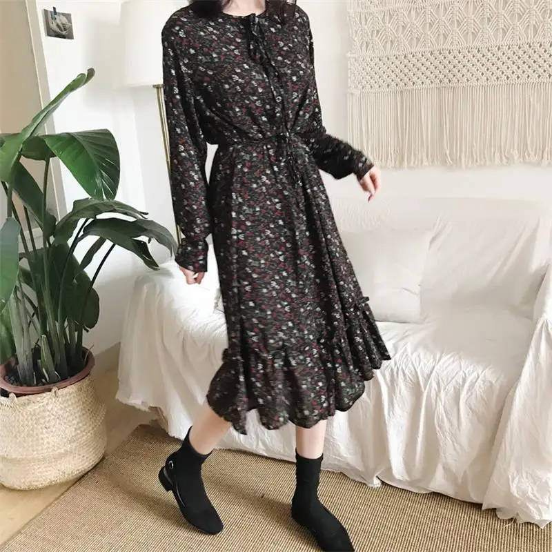 

Casual Female Korean Kawaii Cute Retro Punk Floral Lace Dress Women's Dresses Japanese Harajuku Ulzzang Clothing For Women