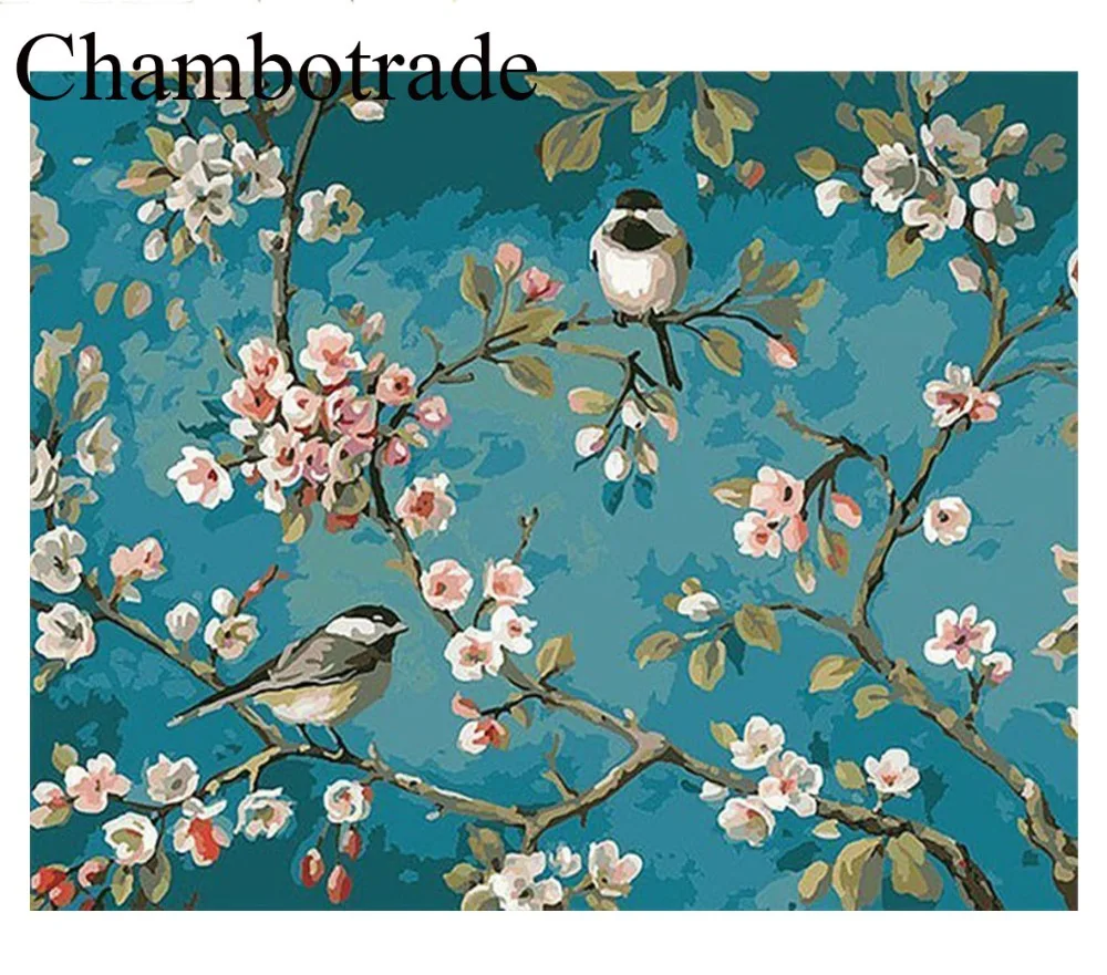 

DIY By Numbers Birds And Flower Posters Type Style Modular Pictures Modern Home Decor Wall Artwork On Canvas Painting Coloring