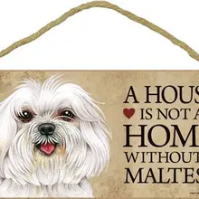 Meijiafei дом не дом без Мальтийского(щенок срезанный/короткие волосы срезанный) деревянный знак/табличка