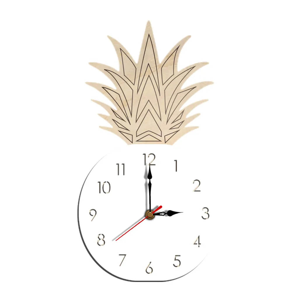 

Creative Wall Clock Pineapple shape Nordic Style Fruit Wall Clock Silent Wooden Clock for office Home Living Room Unique Gift