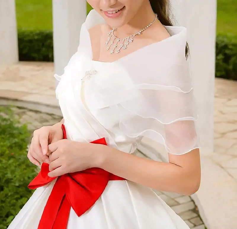 Fashion Wedding Wrap Three Layer Wedding Jacket Wraps Ruffles White Organza Women Off The Shoulder Wrap Shrug 2018