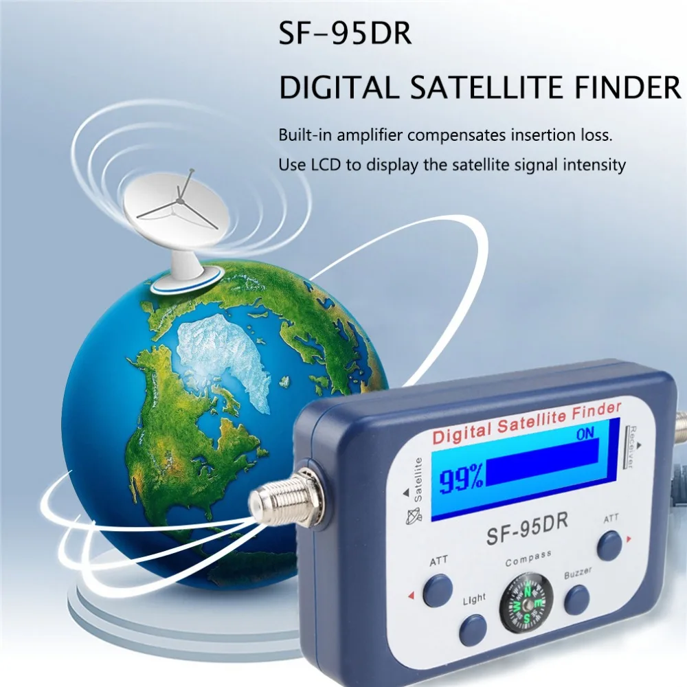 Digital Satellite Finder SF-95DR Meter Satlink Receptor TV Signal Receiver Sat Decoder DVB-T2 Satfinder Compass LCD FTA Dish