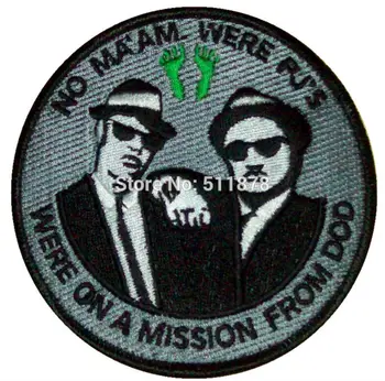 

4" PARARESCUE ON A MISSION FROM DOD NO MA'AM WE'RE PJS BLUES Music Band EMBROIDERED IRON On Patch APPLIQUE Rock Punk Badge