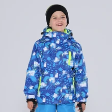 Лыжная куртка, детская брендовая Новая высококачественная ветрозащитная Водонепроницаемая зимняя куртка для мальчиков, лыжная и Сноубордическая куртка, лыжная куртка для мальчиков