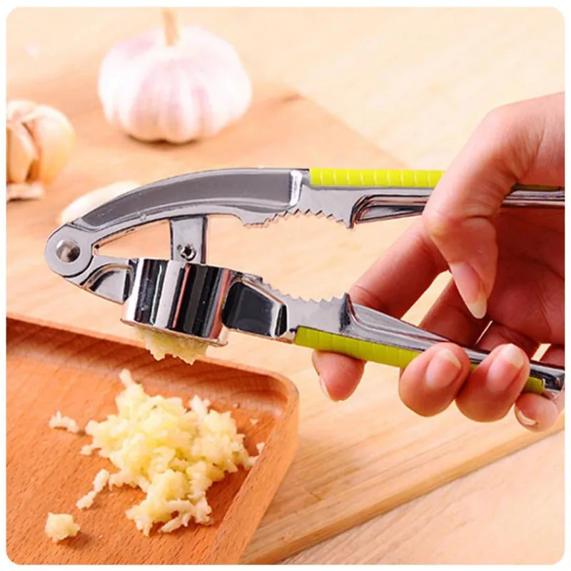 

Stainless Steel Squeeze Tool Garlic Presses Vegetable Crusher Garlic Ginger Slicer Masher Kitchen Cooking Tools walnut clamp