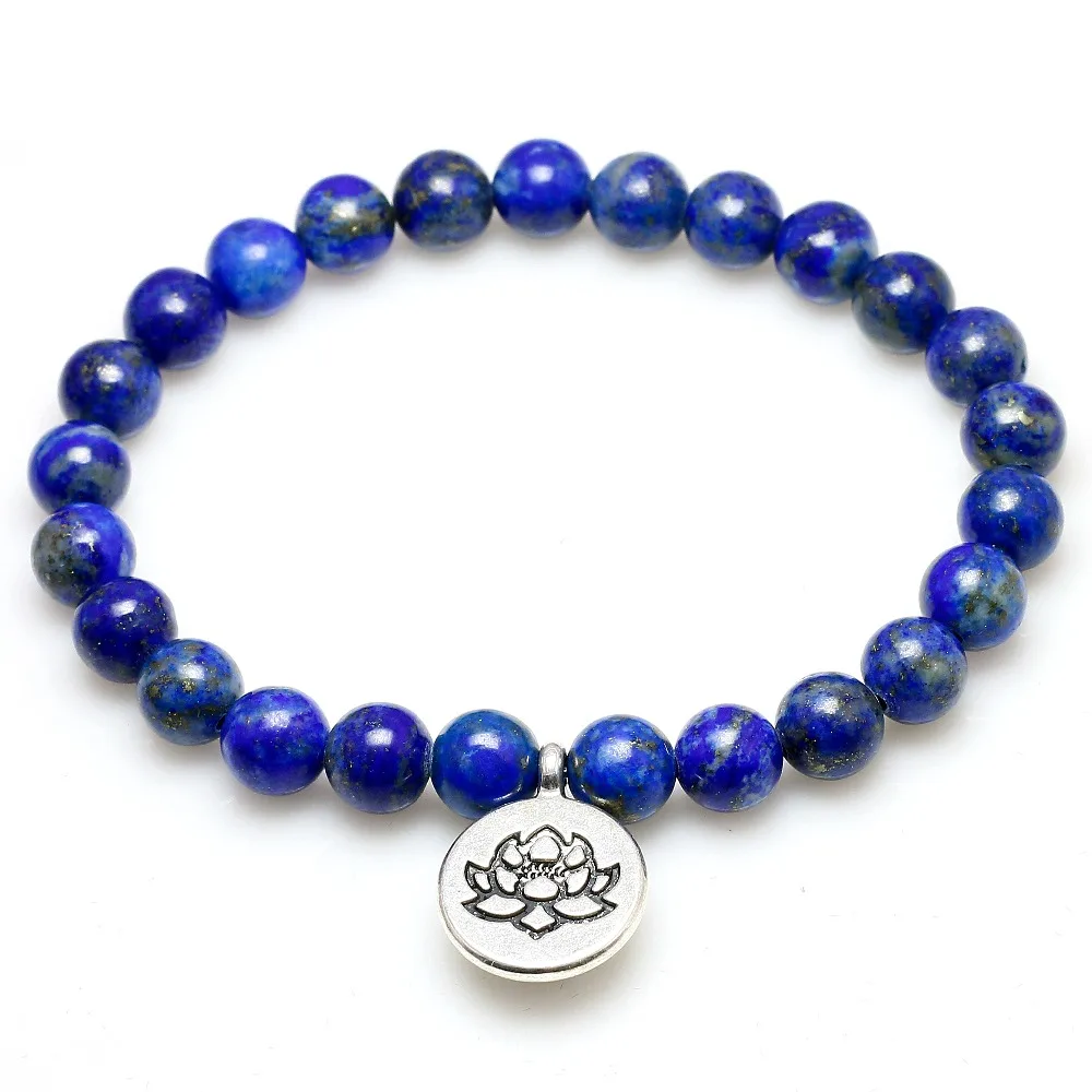 

Real Natural lapis lazuli Bead With lotus Buddha Tree Life Penden Stone Bracelet For Women and Men Yoga Meditation Jewelry