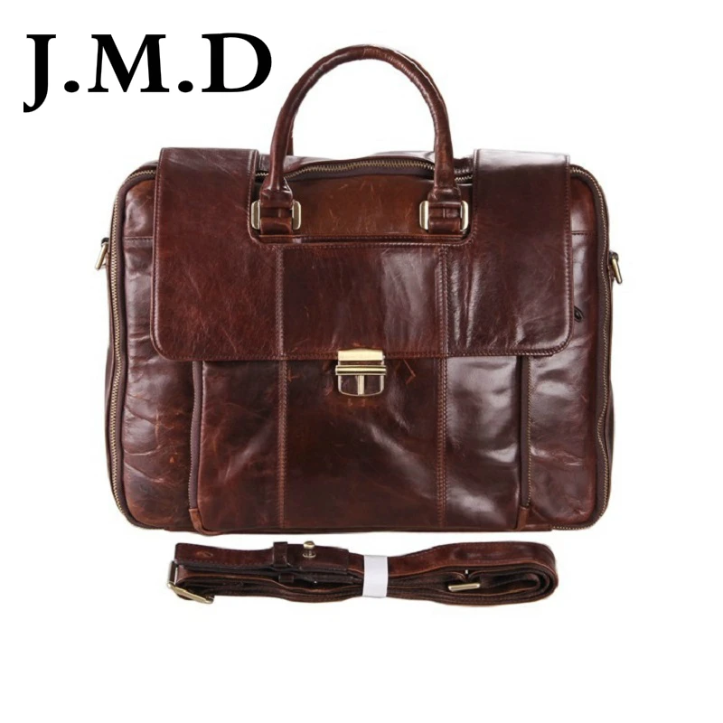 

J.M.D 2017 New Arrival 100% Excellent Genuine Leather Men's Coffee Laptop Bag Hand bag Briefcase Messenger 7227
