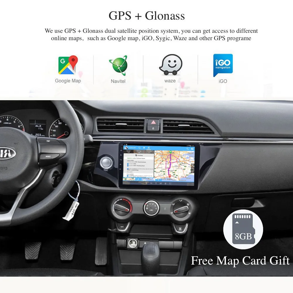 Top Android 7.1 for Kia Rio K2 Autoradio 2017 2018 car dvd GPS navigation wifi radio bluetooth Steering wheel Free 8g Map MIC 1