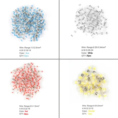 50-300 шт 4 размера Водонепроницаемый термоусадочный стыковой соединитель Электрический провод Кабельный соединитель обжимные клеммы стыковые соединители наборы - Цвет: 160pcs
