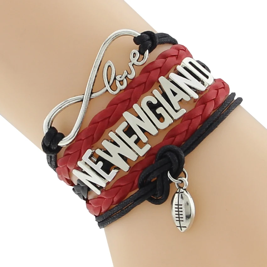 Infinity Love Newengland Football SportsTeam Bracelet Red Black